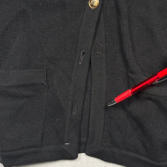 VTG CHANEL Cashmere Cardigan Black Gold Button Front Pocket Sweater Chest 35" - Picture 6 of 13